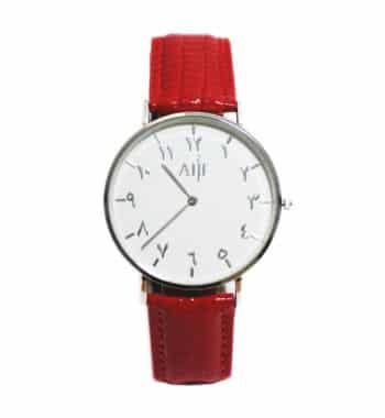 Montre femme fond blanc bracelet rouge